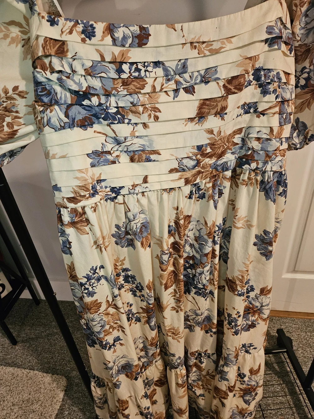 Abercrombie & Fitch Cream Maxi Dress with Blue & Brown Floral